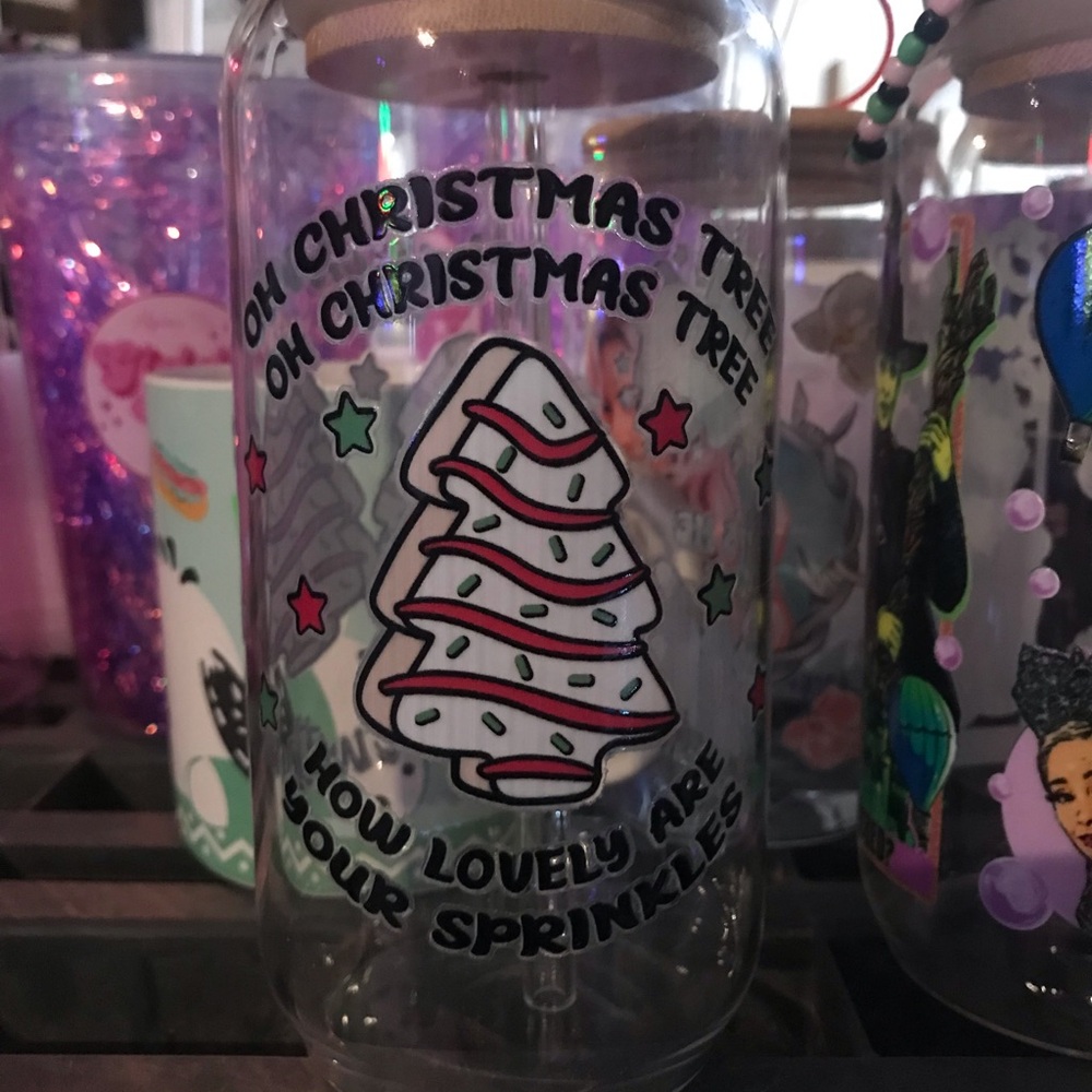 Christmas Tree Sprinkle Glass Tumbler